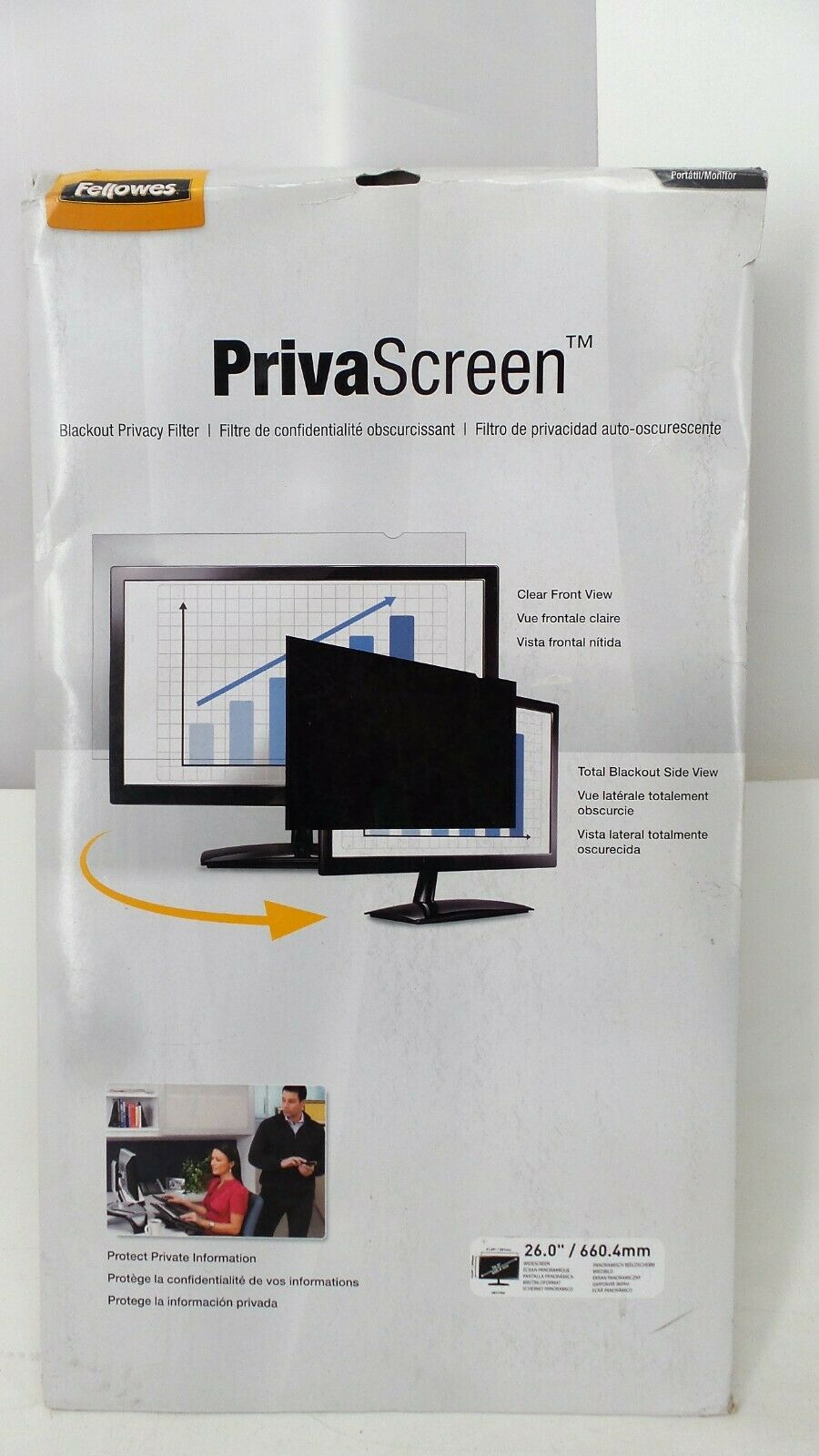 Fellowes Privascreen Blackout Privacy Filter, 26" Wide 16:10 Fel4815101