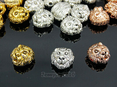 Solid Metal Lion Head Bracelet Necklace Connector Charm Beads Silver Gold Rose