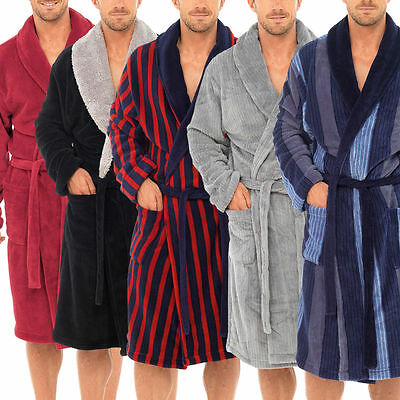 Mens Supersoft Housecoat Fleece Bath Robe Dressing Gown Gents Warm Winter Style