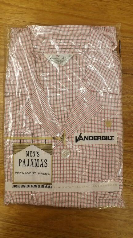 Vtg Red/Plaid Men's Pajama Set Pants/Shirt sz M 38-40 Tall NOS Made in USA