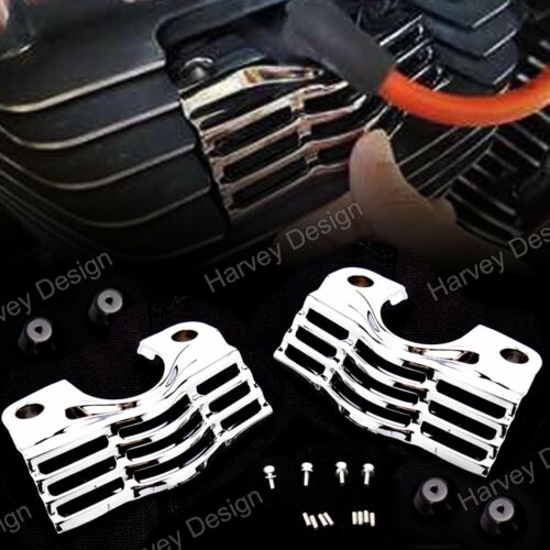 Chrome Finned Slotted Head Bolt Spark Plug Covers For Harley Touring