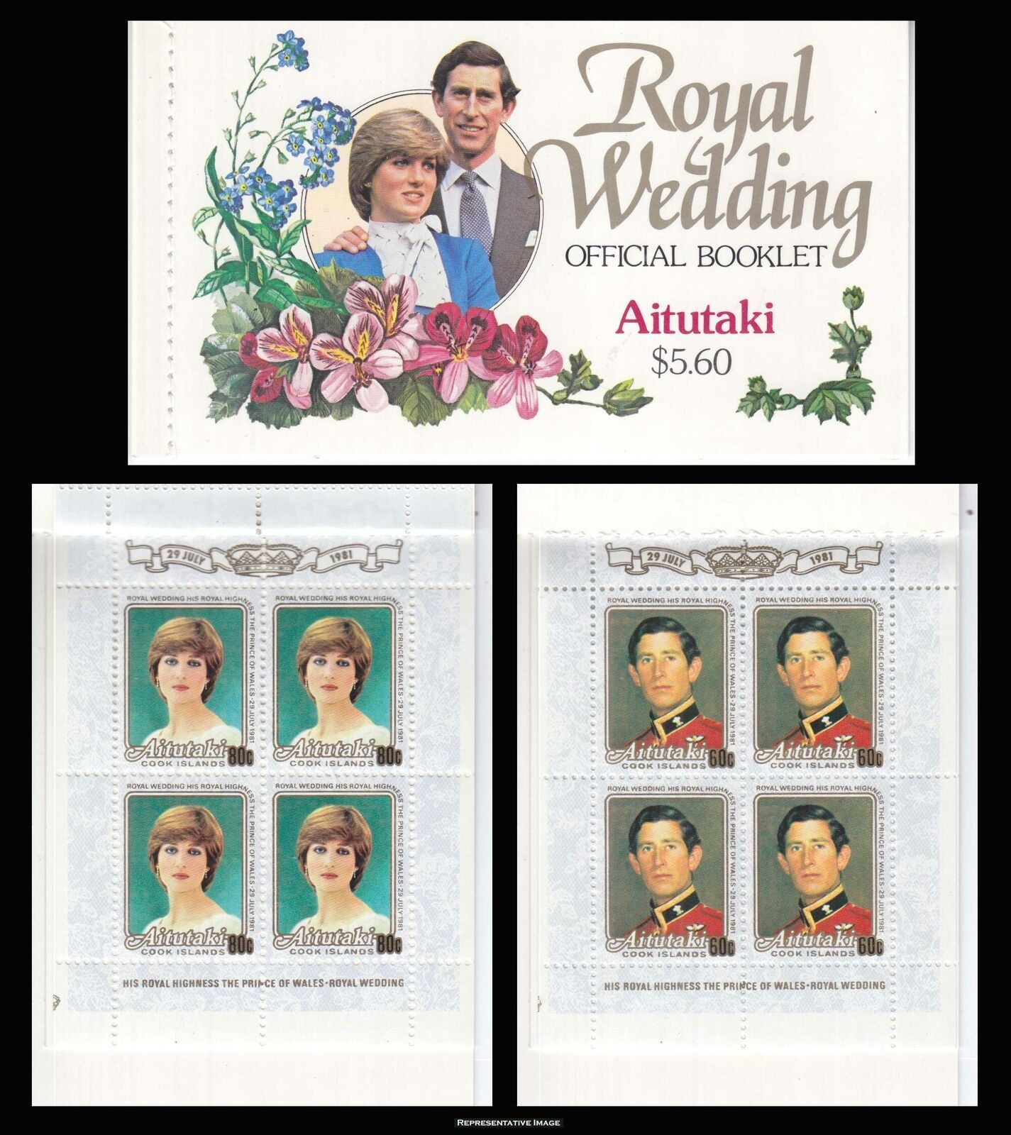 Aitutaki #MiMH4 MNH Booklet CV€20.00 1981 Charles Di Royal Wedding [248]