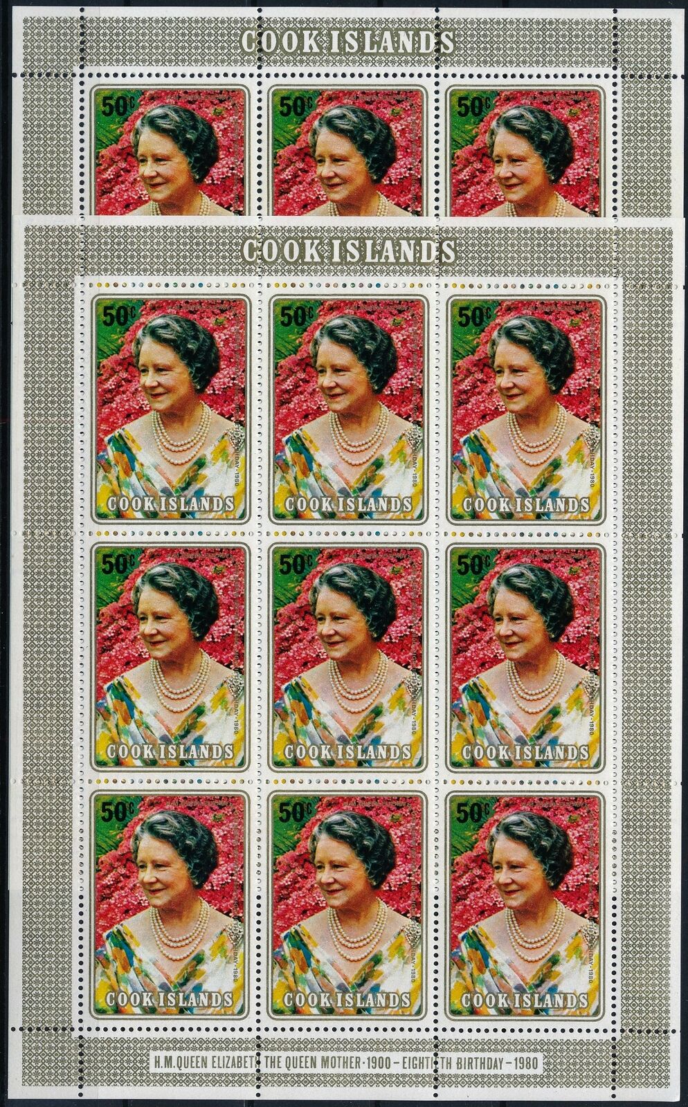 [pg20193] Cook 1980 : Queen Elizabeth Ii - 2x Good Very Fine Mnh Sheet