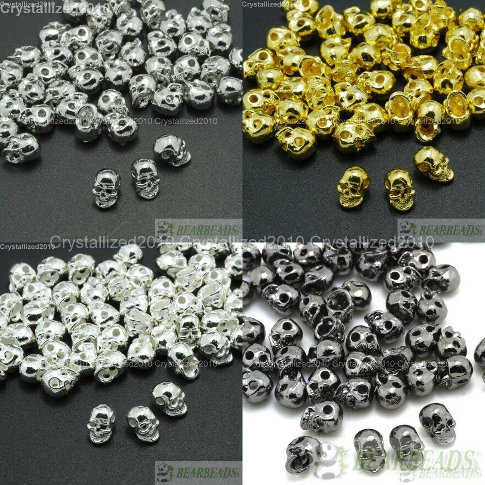 Side Drilled Metal Skull Bracelet Necklace Earring Connector Charm Spacer Beads