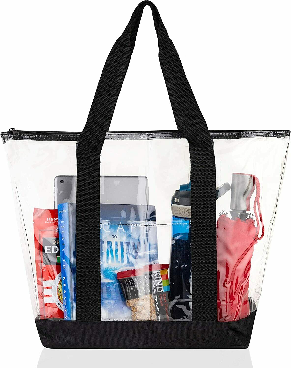 [2 Pack] Clear Tote Bags for Work, Beach, Stadium, Security Approved
