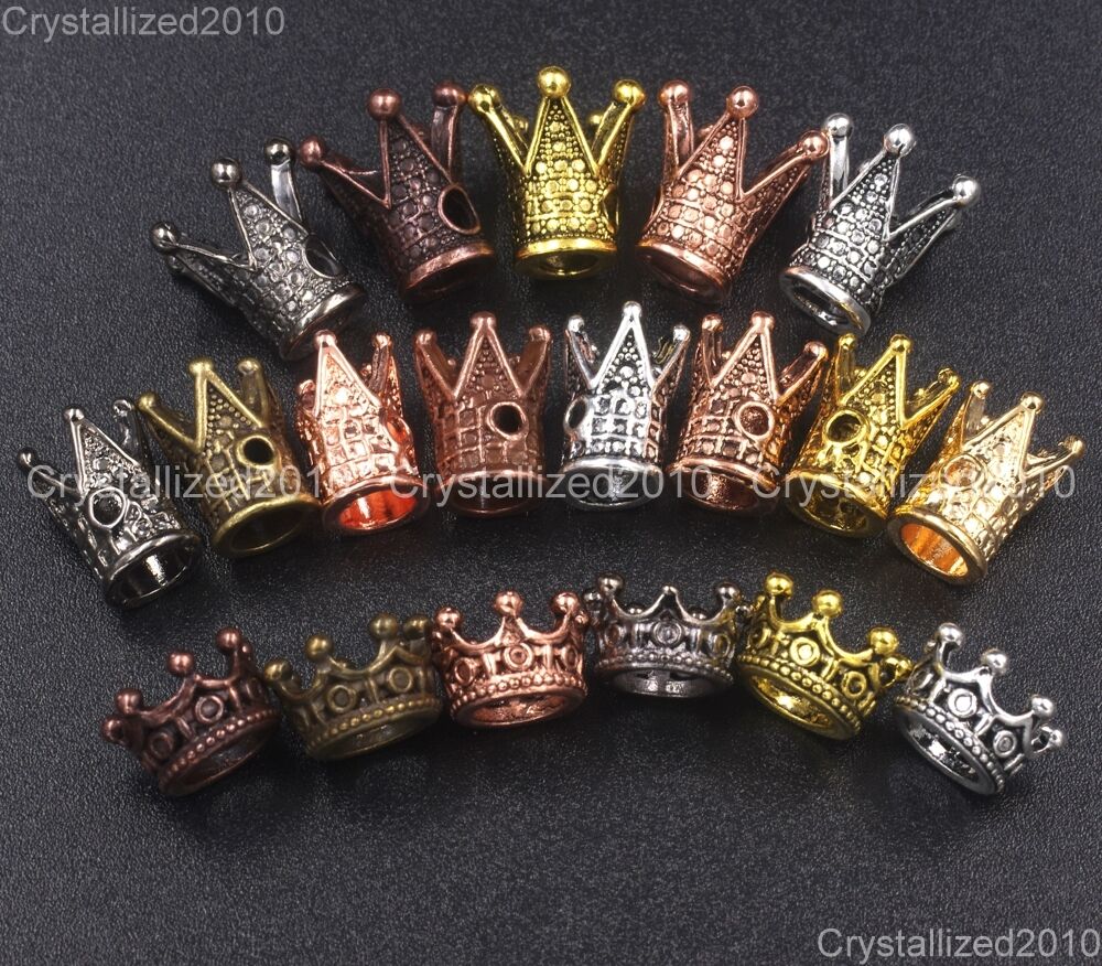 Solid Metal King Crown Bracelet Connector Charm Beads Silver Gold Copper Bronze