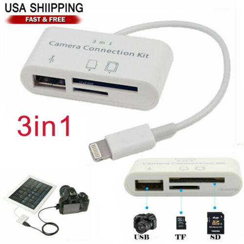 3 In1 Usb Sd Card Reader Micro Camera Connection Adapter Reader For Ipad Iphone