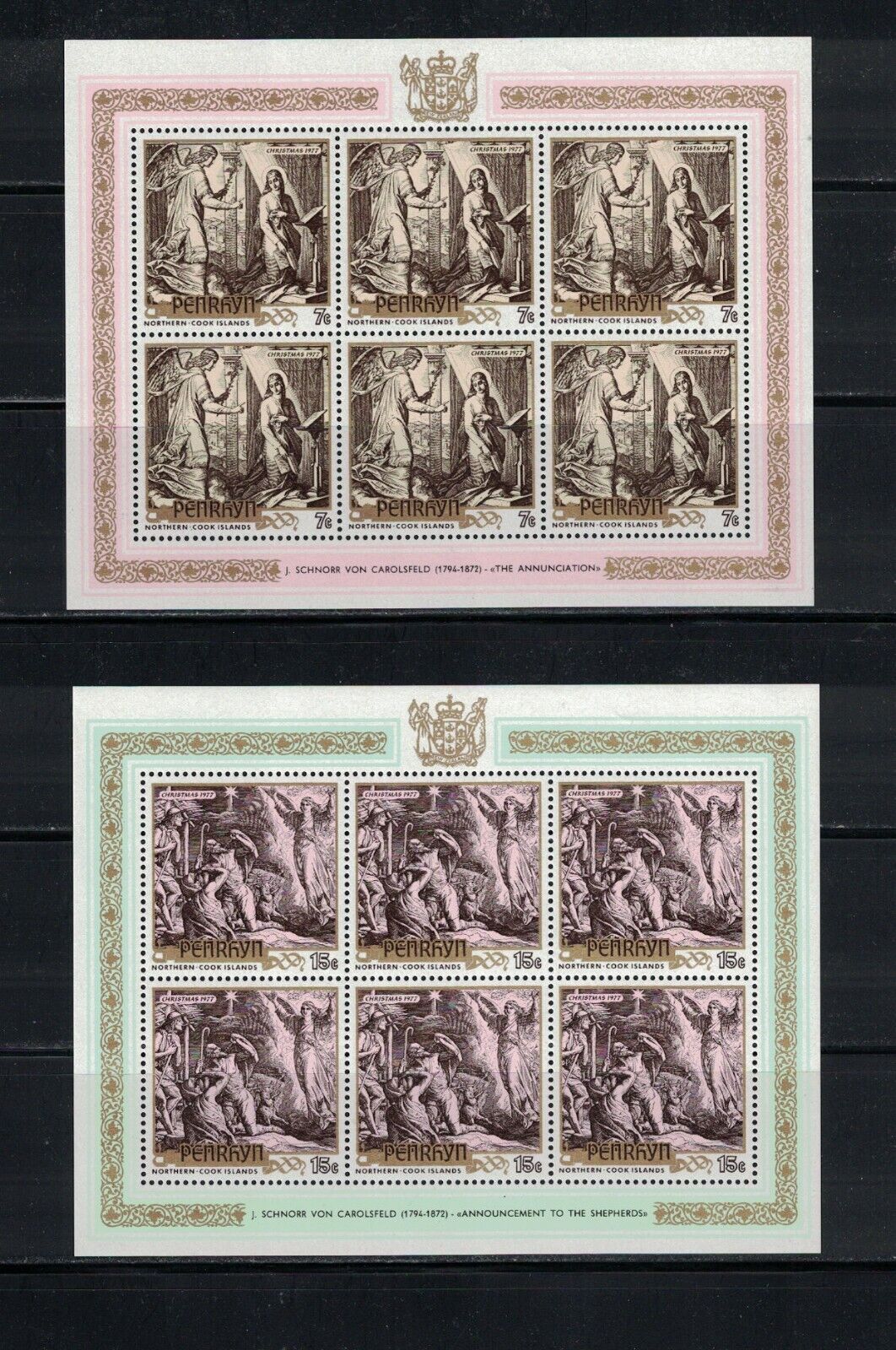 Br Cw: Penrhyn Island 1979: #90-92 Min Sheets 6 Stamps Nh Christmas:lot#5/28