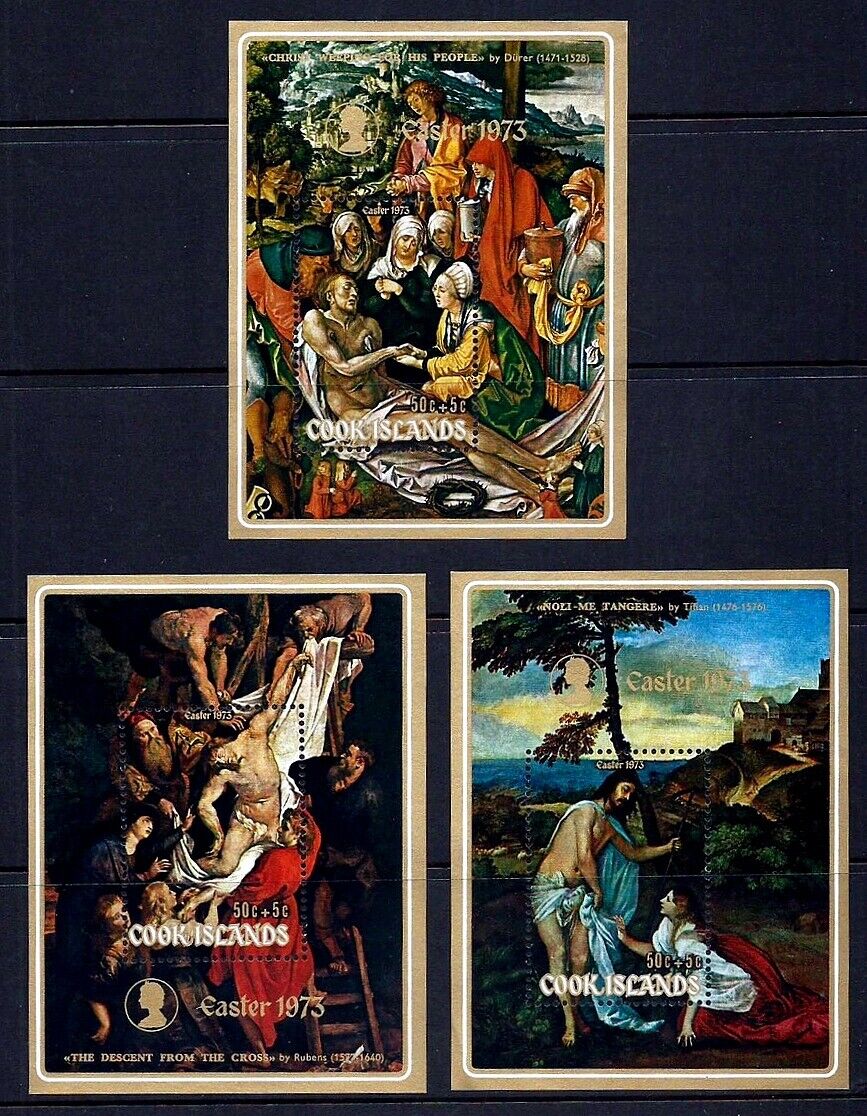Cook Is - 1973 - Easter - Paintings - Titian - Rubens - Durer  3 X Mnh S/sheets!