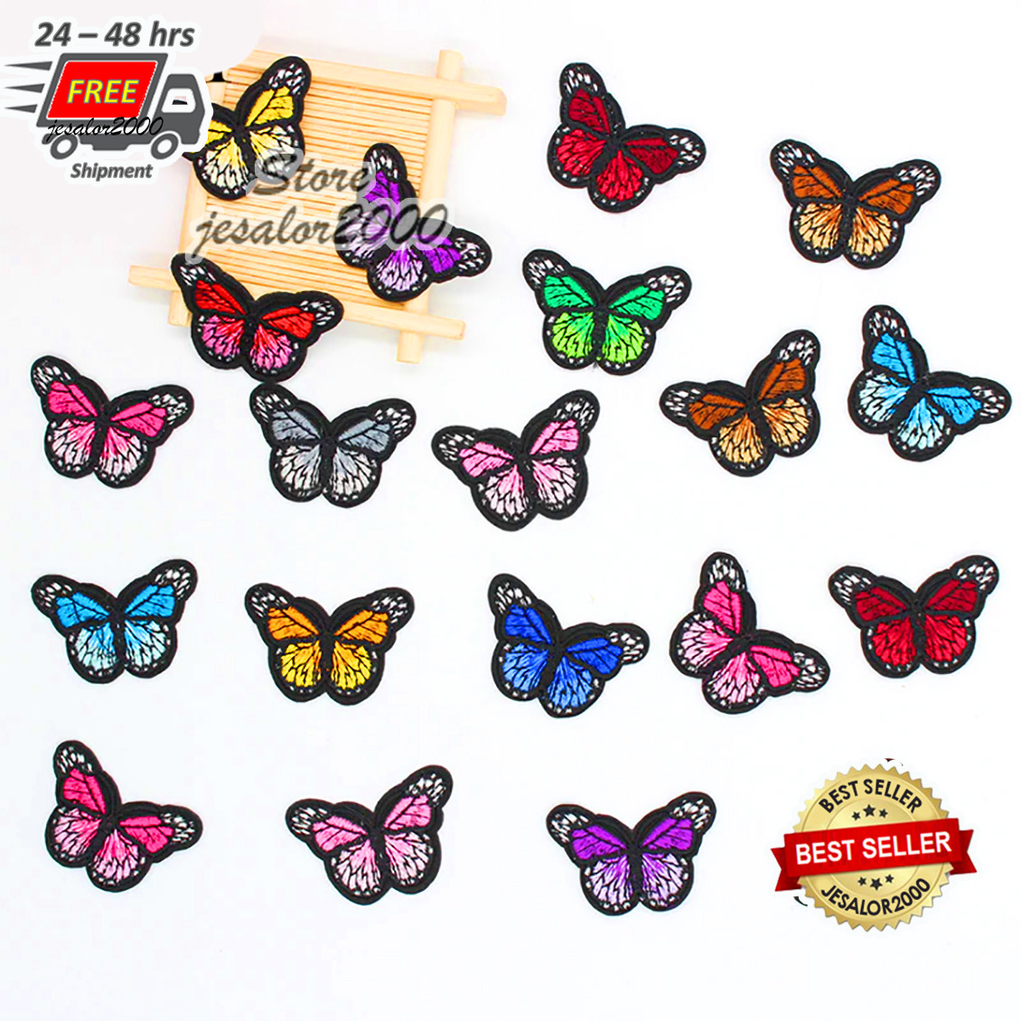 Butterfly Patch Applique Embroidered Iron Patches Monarch Iron-On Sew-On Repair