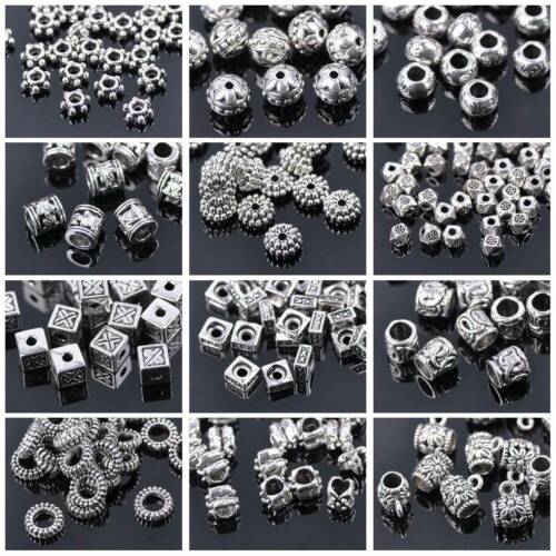 50pcs Tibetan Silver Metal Loose Spacer Craft Beads Lot Wholesale Jewelry Making