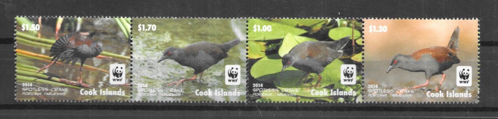 Cook Islands Mnh Strip Of 4 Sc#1524 Wwf Birds Scv$8.75