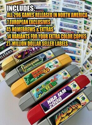 Nintendo 64 N64 End Labels All 296 Custom Game Stickers + homebrew, Variants