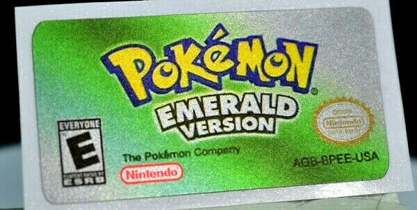 Gba Pokemon Emerald Version Replacement Label Decal Foil Metalic Sticker