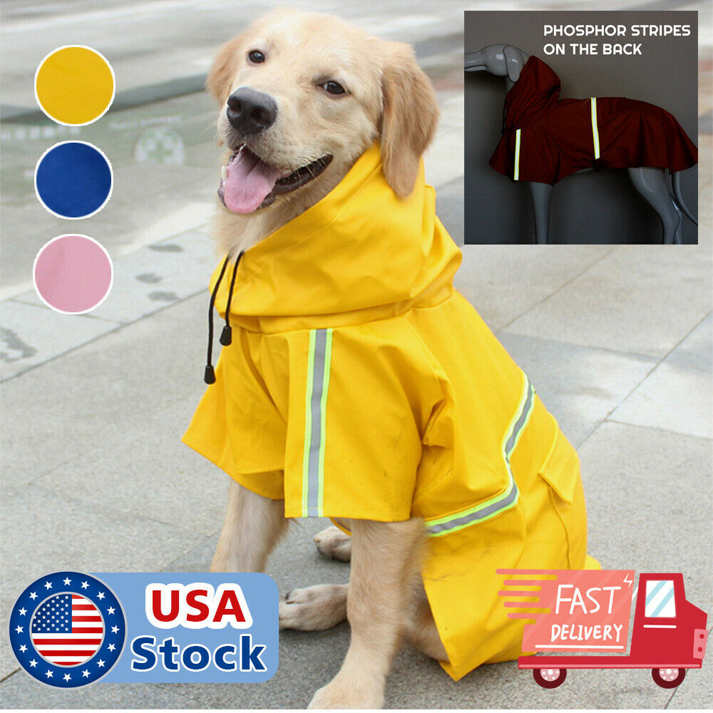 Dog Raincoat Waterproof Outdoor Pet Doggie Rain Coat Rainwear Clothes