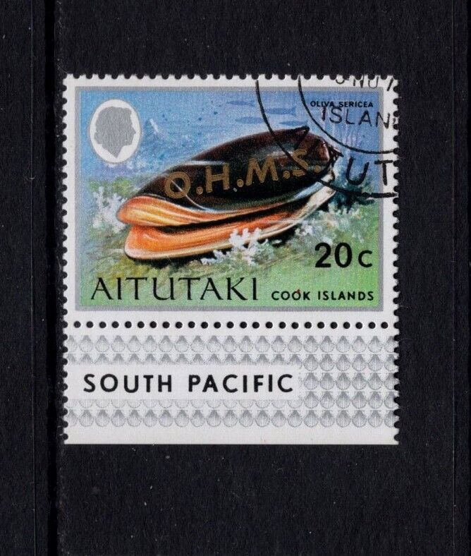 Aitutaki 1978-79 Official, 20c Red Mouth Seashell Vfu-1 Sg O10 Sc O10