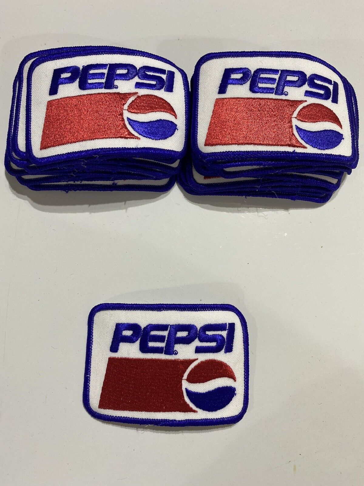 Vintage Lot 30 Pepsi Cola Soda 3.75” Iron On  Patch Embroidered Nos New Stock